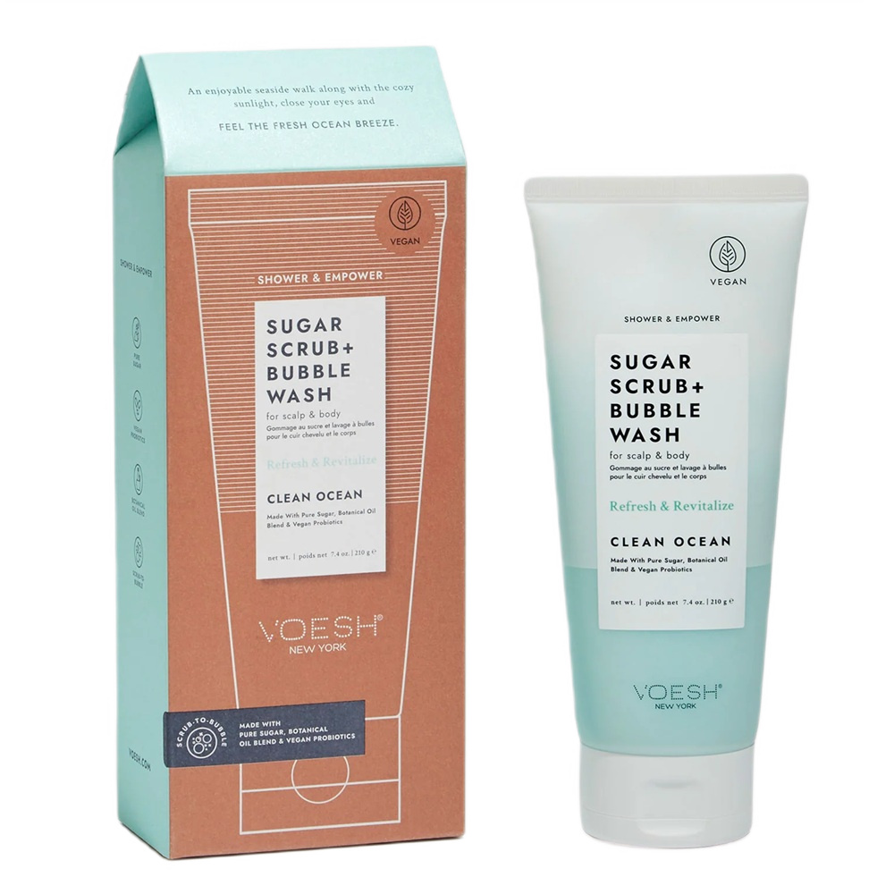 9545991753166570 Sugar Scrub + Bubble Wash cukrowy peeling myjący do ciała i skóry głowy Clean Ocean 210g - obrazek 1