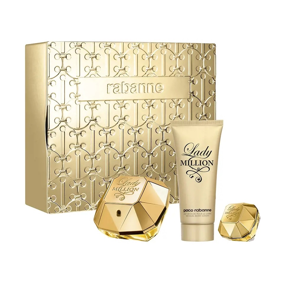 9566231721046632 Lady Million zestaw woda perfumowana spray 80ml + balsam do ciała 100ml + miniatura wody perfumowanej 5ml - obrazek 1