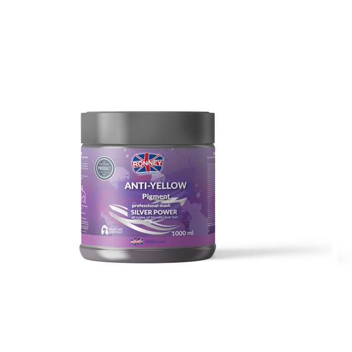9592891664347878 Anti-Yellow Silver Power Professional Mask srebrna maska do włosów blond rozjaśnianych i siwych 1000ml - obrazek 1