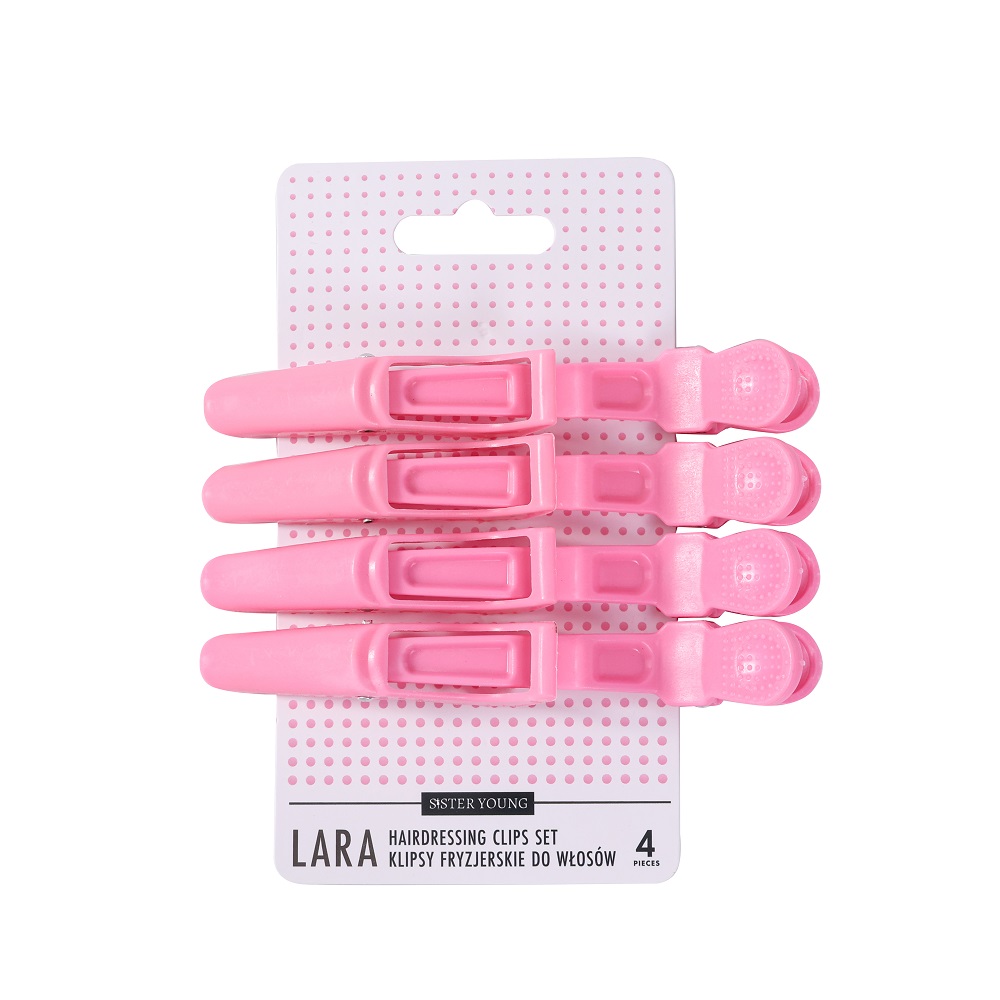 95962661756819524 Lara klipsy fryzjerskie do włosów Pink 4szt - obrazek 1