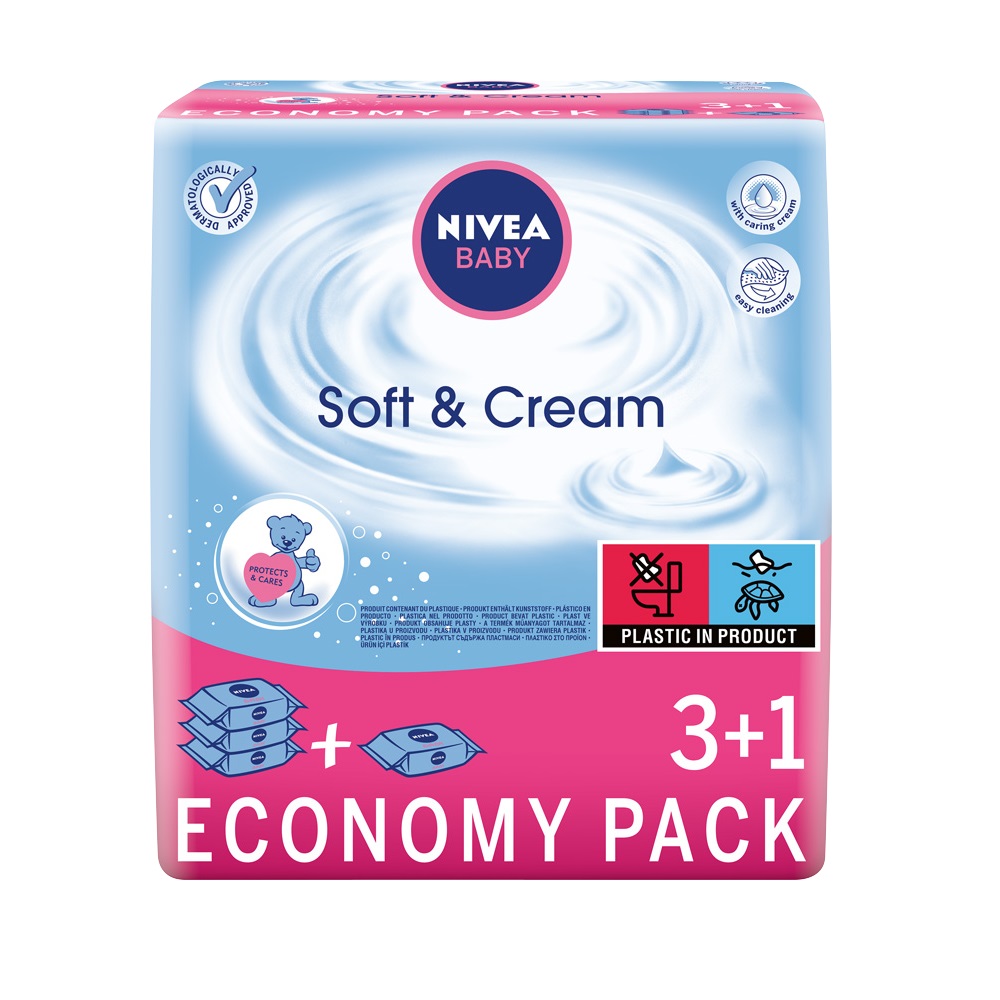 96573451662454774 Baby Soft & Cream chusteczki oczyszczające 4x63szt. - obrazek 1