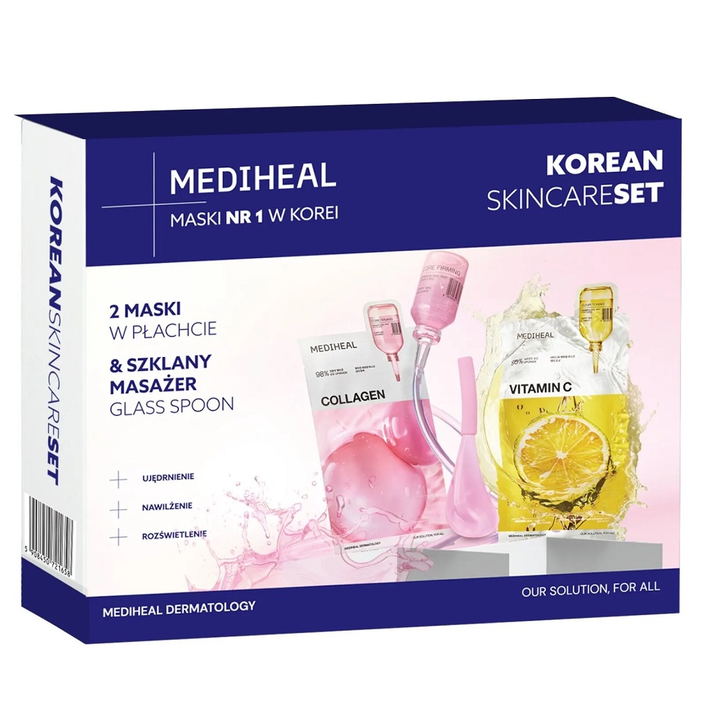 96649121764053864 Korean Skincare Set zestaw maski w płachcie 2x24ml + szklany masażer - obrazek 1