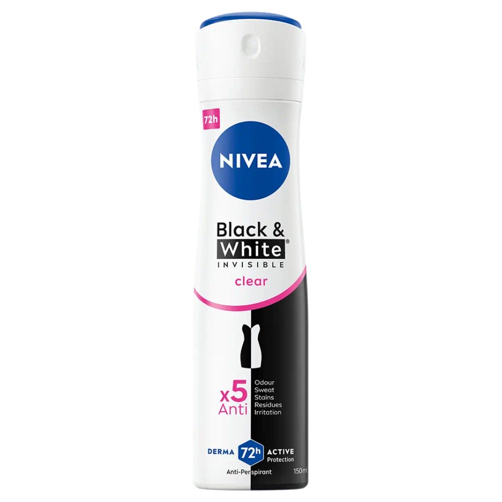 97069071753974343 Black&White Invisible Clear antyperspirant spray 150ml - obrazek 1