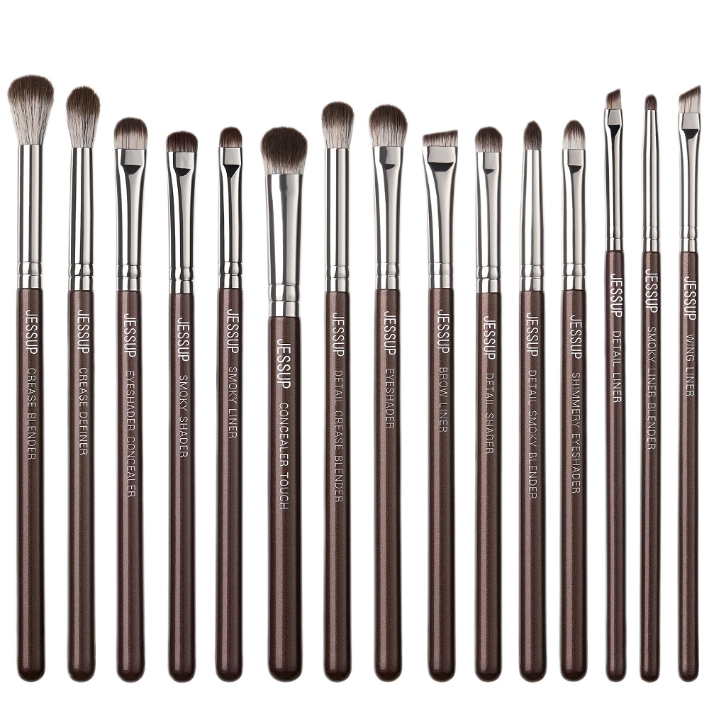 97211101719478236 Brown Makeup Brushes zestaw pędzli do makijażu oczu T499 15szt. - obrazek 1