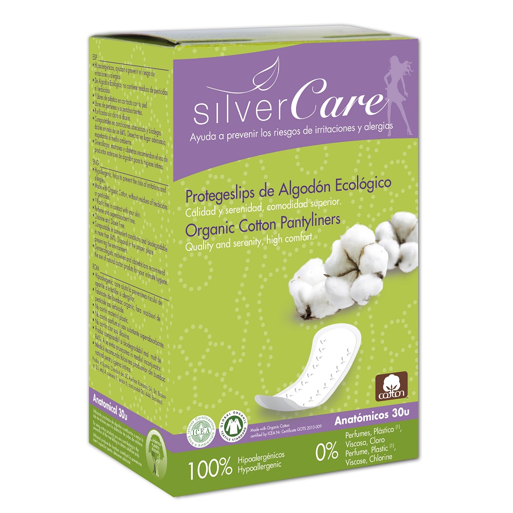 97244181678733193 Silver Care wkładki higieniczne o anatomicznym kształcie 100% bawełny organicznej 30szt - obrazek 1