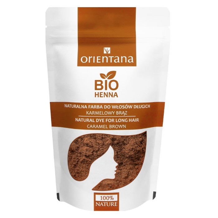 97384971773407111 Bio Henna naturalna farba do włosów długich Karmelowy Brąz 100g - obrazek 1
