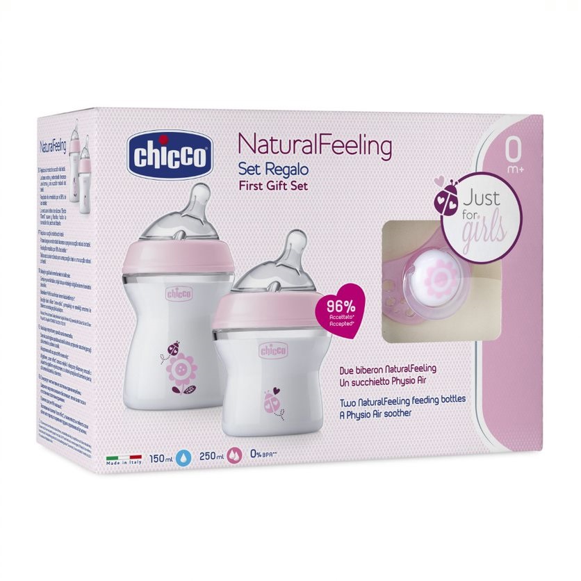 98041031663164984 NaturalFeeling zestaw do karmienia butelka 150ml 0m+ + butelka 250ml 2m+ + smoczek PhysioForma Comfort 0m+ Różowy - obrazek 1