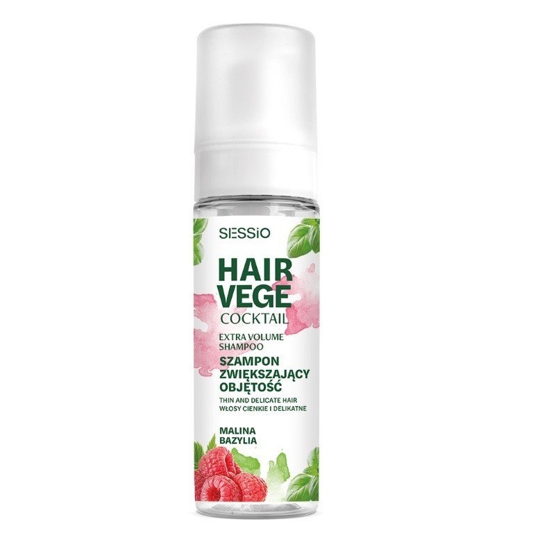 9813691696328852 Hair Vege Cocktail szampon w piance zwiększający objętość włosów Malina i Bazylia 175g - obrazek 1