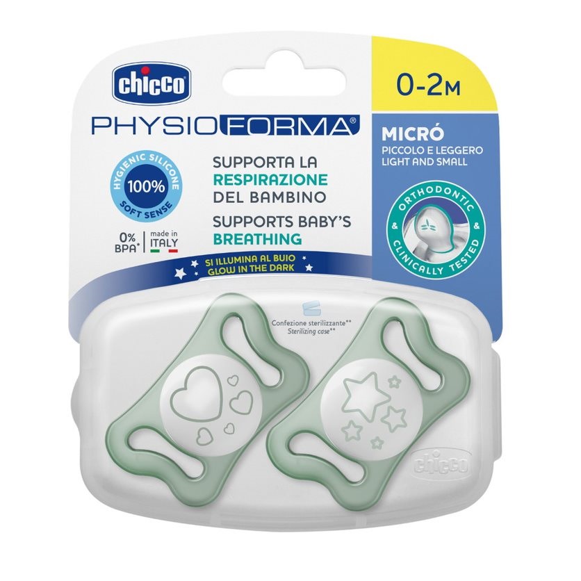 98236821675944157 PhysioForma silikonowy smoczek do uspokajania Micro 0-2m+ Świecący 2szt. - obrazek 1