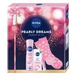 Pearly Dreams zestaw antyperspirant w sprayu 150ml + odżywczy krem na dzień SPF15 50ml + pielęgnująca pomadka do ust 4.8g + skarpetki