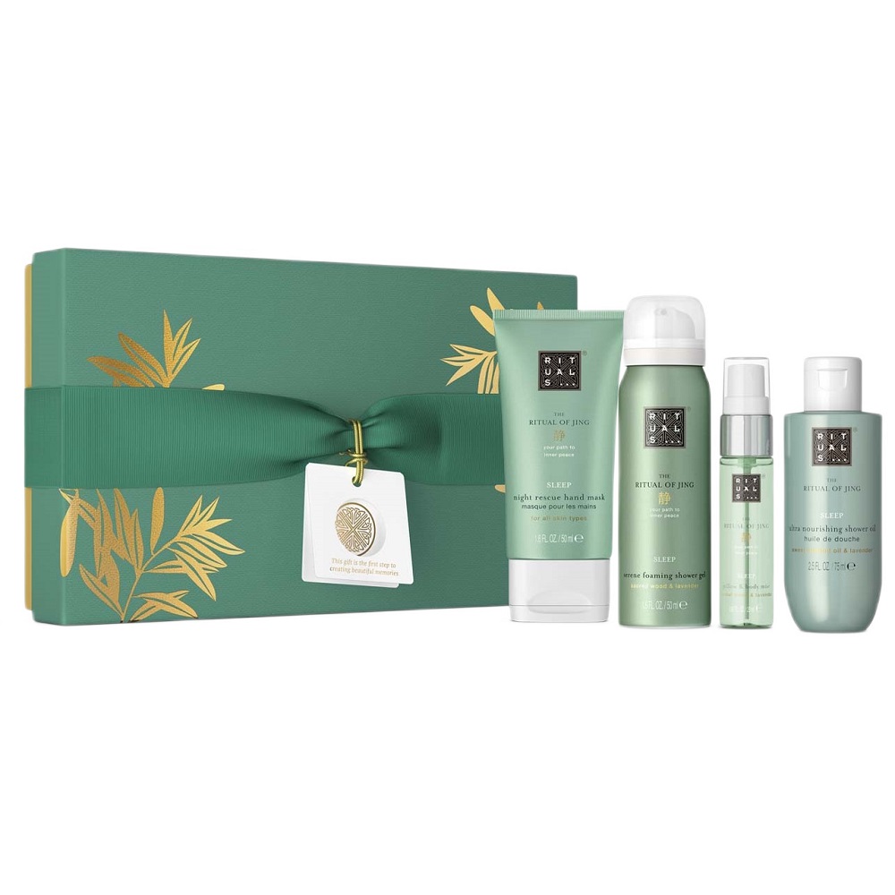 98542281760267038 The Ritual of Jing zestaw pianka pod prysznic 50ml + maska do rąk 50ml + mgiełka do pościeli i ciała 20ml + olejek pod prysznic 75ml - obrazek 1