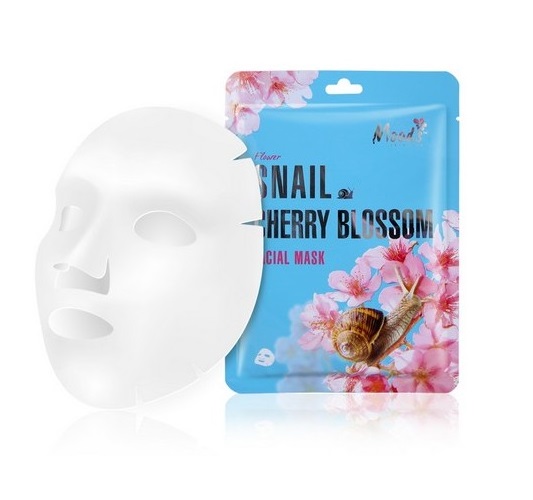 98553251617786839 Snail Cherry Blossom Facial Mask maska w płachcie ze śluzem ślimaka i ekstraktem z kwiatów 38g - obrazek 1