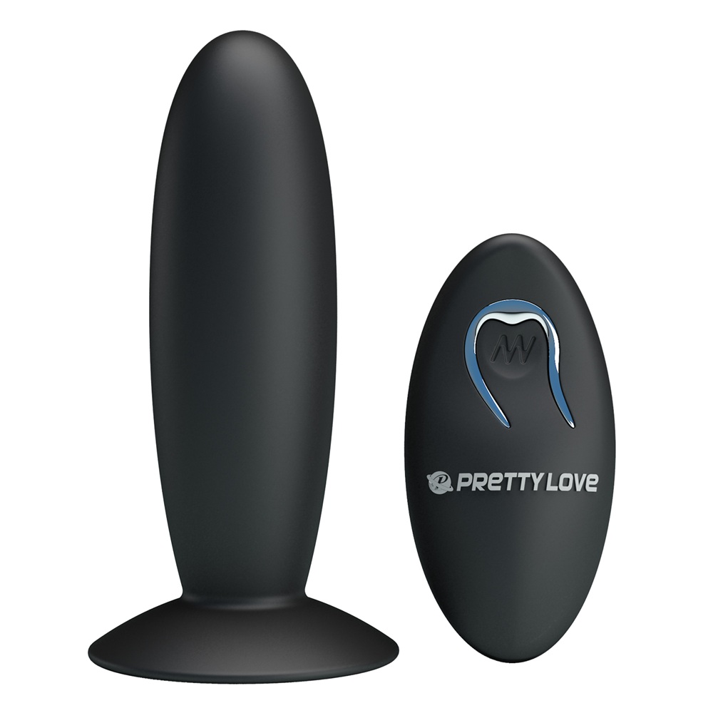 9887951758805693 Remote Control Vibrating Plug wibrujący korek analny z przyssawką i pilotem Black - obrazek 1
