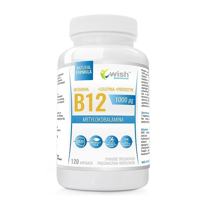 98951241747995202 Witamina B12 1000mcg + Leucyna + Prebiotyk suplement diety 120 kapsułek - obrazek 1