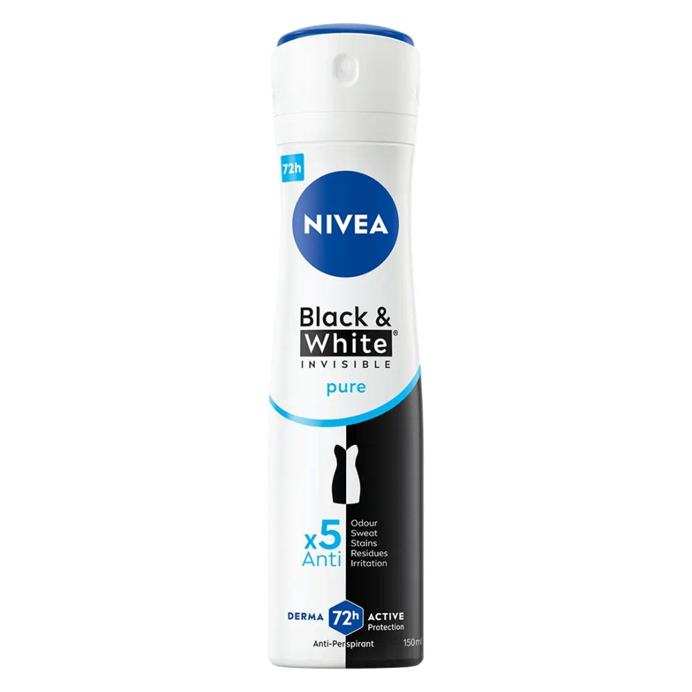 98972851753973385 Black&White Invisible Pure antyperspirant spray 150ml - obrazek 1