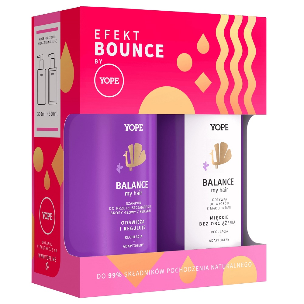 99048281668087532 Efekt Bounce Balance My Hair zestaw szampon do przetłuszczającej się skóry głowy z kwasami 300ml + odżywka do włosów z emolientami 300ml - obrazek 1