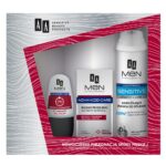 Men Advanced Care zestaw pianka do golenia nawilżająca dla skóry bardzo wrażliwej Sensitive 250ml + balsam po goleniu dla skóry dojrzałej 100ml + antyperspirant w kulce Action 50ml