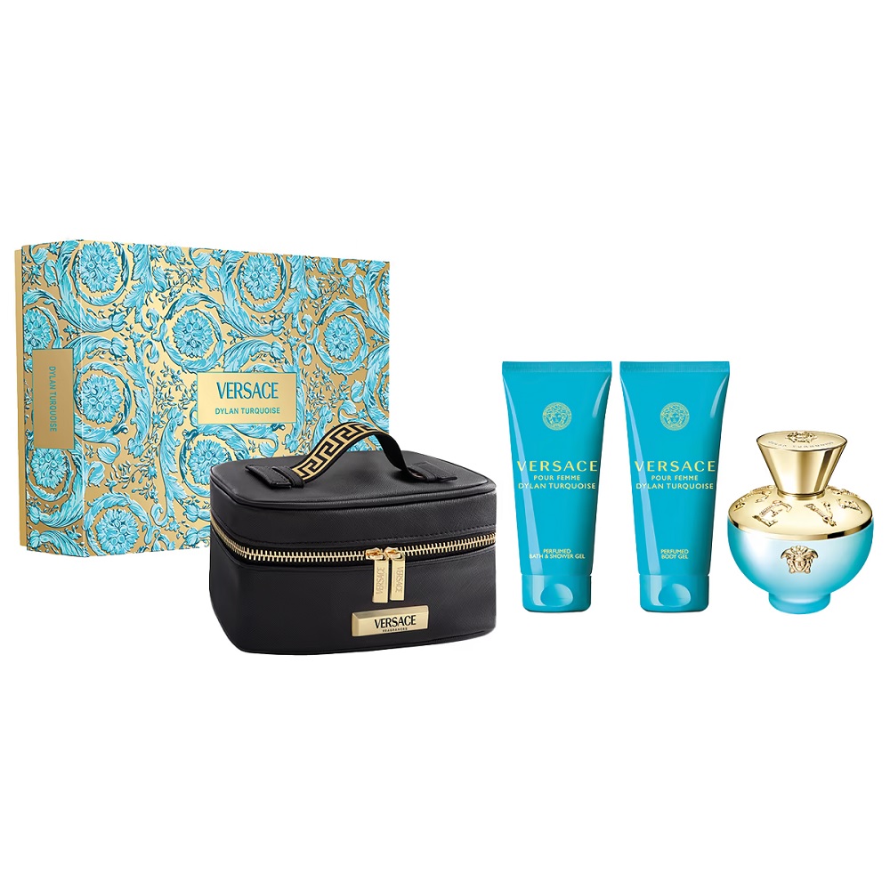 99434181732552149 Dylan Turquoise Pour Femme zestaw woda toaletowa spray 100ml + żel pod prysznic 100ml + żel do ciała 100ml + kosmetyczka - obrazek 1