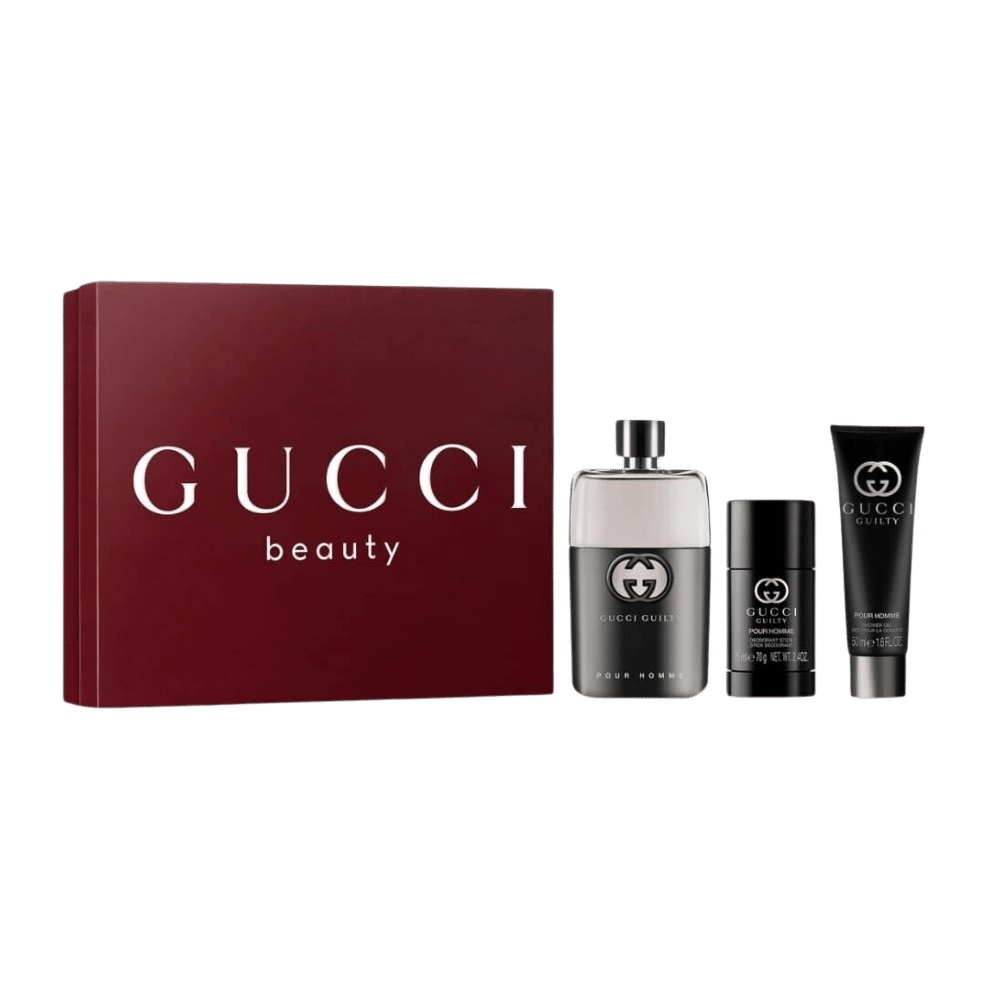 99641531753447845 Guilty Pour Homme zestaw woda toaletowa spray 90ml + dezodorant sztyft 75ml + żel pod prysznic 50ml - obrazek 1