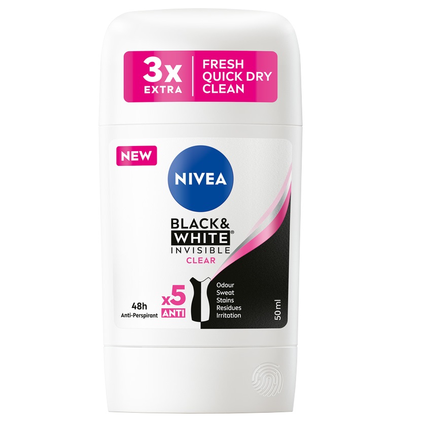 99818901664962156 Black&White Invisible Clear antyperspirant w sztyfcie 50ml - obrazek 1