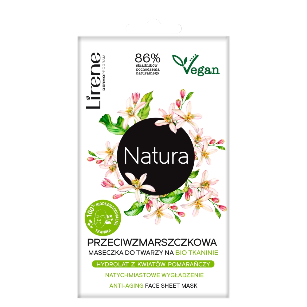 9990281636953973 Natura przeciwzmarszczkowa maseczka do twarzy na BIO tkaninie Hydrolat z Kwiatów Pomarańczy 7g - obrazek 1
