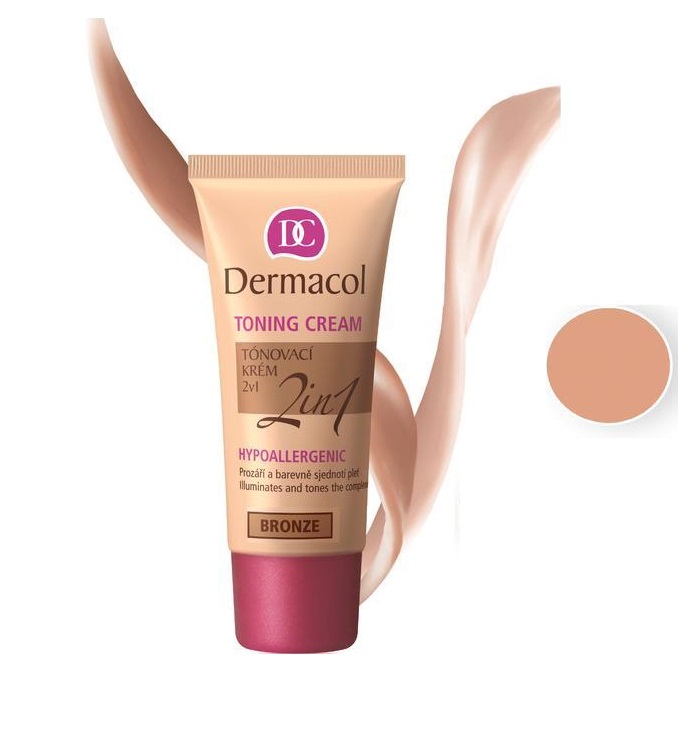 14106091547813348 Toning Cream 2in1 Hypoallergenic krem nawilżający i podkład do twarzy Bronze 30ml - obrazek 1