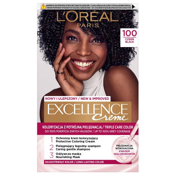 16455921736238759 Excellence Creme farba do włosów 100 Czerń - obrazek 1