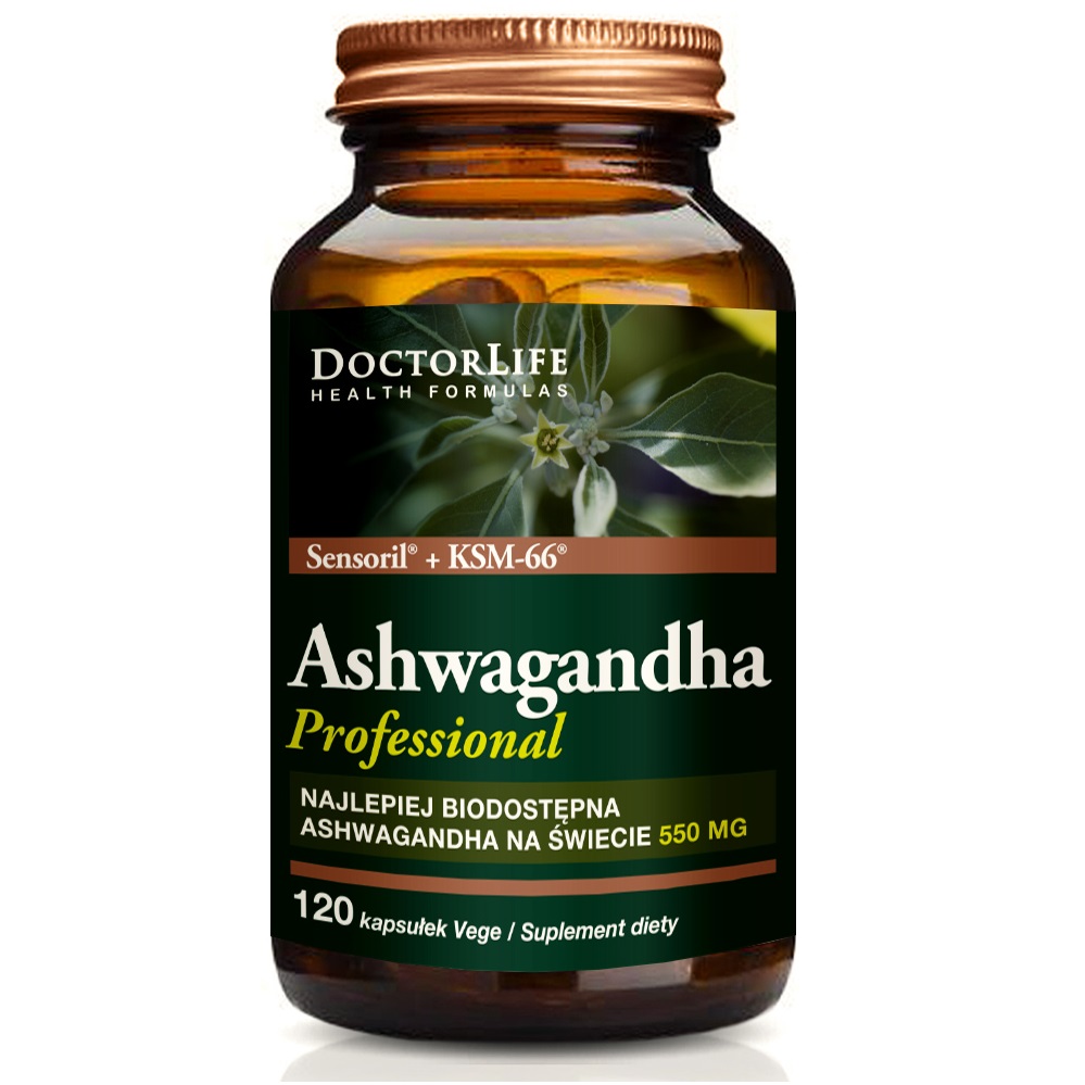 17159101661259613 Ashwagandha KSM-66+ Sensoril ekstrakt z korzenia 550mg suplement diety 120 kapsułek - obrazek 1
