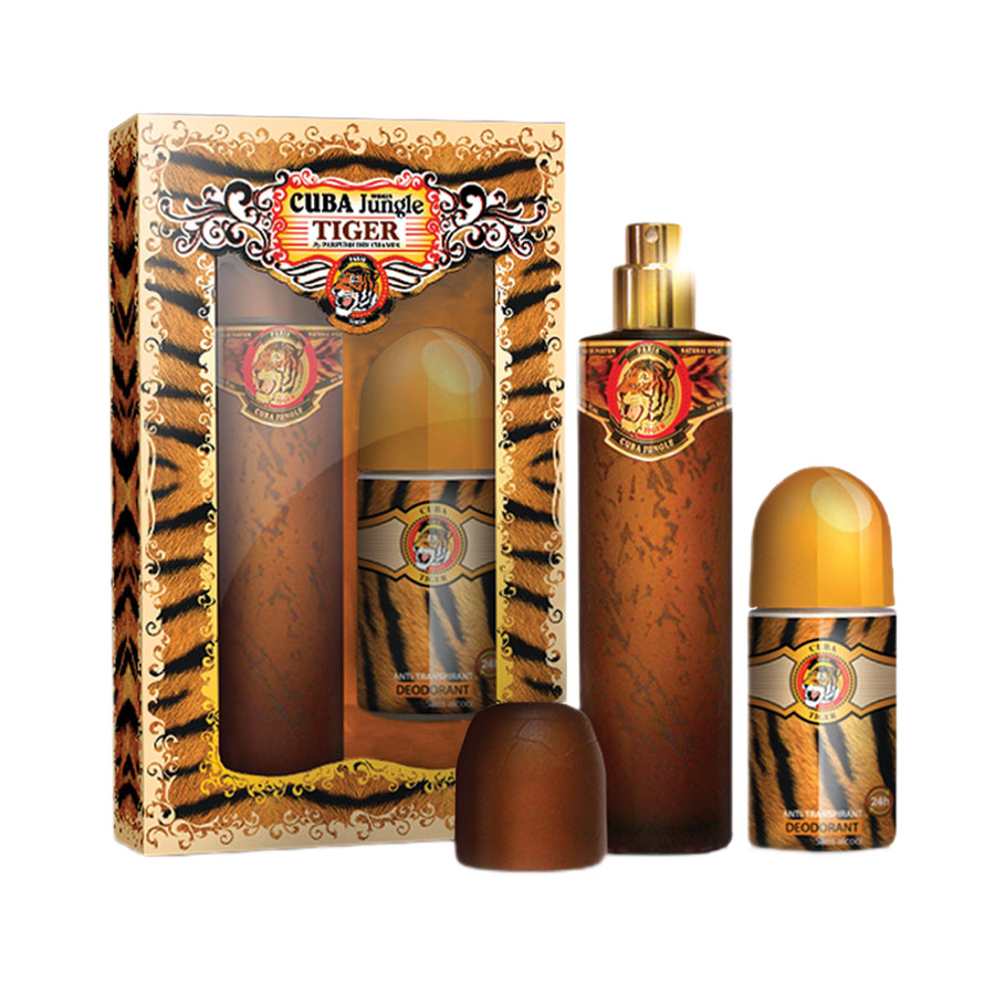 24615111706090800 Cuba Jungle Tiger zestaw woda perfumowana spray 100ml + dezodorant w kulce 50ml - obrazek 1