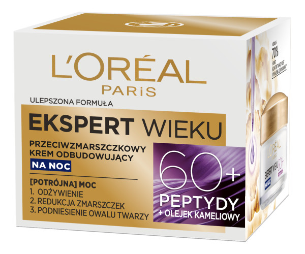 32565511653476749 Ekspert Wieku 60+ przeciwzmarszczkowy krem odbudowujący na noc 50ml - obrazek 1