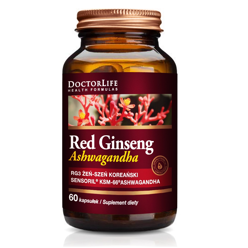 38575361680668597 Red Ginseng Żeń-szeń + Ashwagandha Sensoril suplement diety 60 kapsułek - obrazek 1