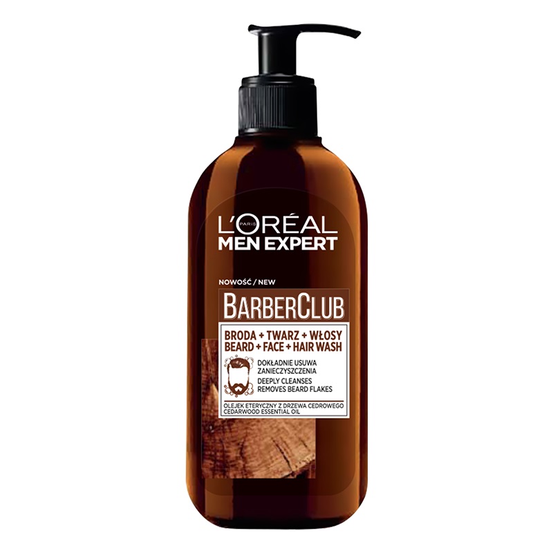 4327871550055918 Men Expert Barber Club 3in1 oczyszczający żel do mycia brody twarzy i włosów 200ml - obrazek 1