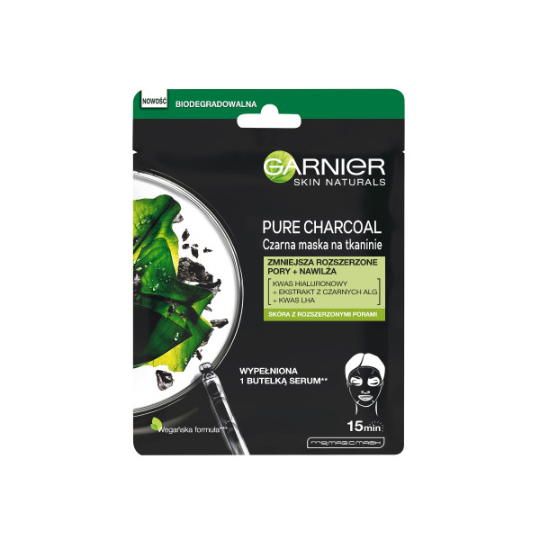 43730151653390018 Pure Charcoal Black Tissue Mask oczyszczająca maska na tkaninie z węglem 28g - obrazek 1