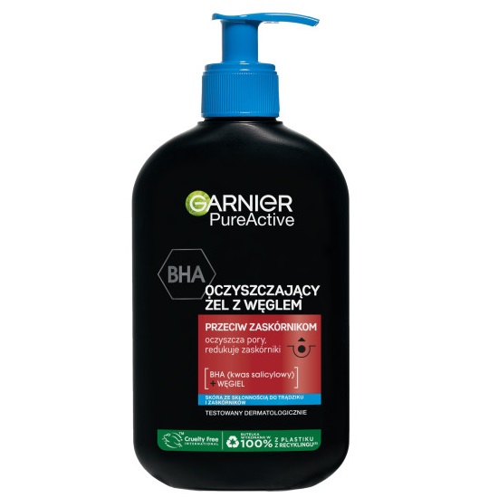 45068401779773580 Pure Active oczyszczający żel przeciw zaskórnikom z kwasem BHA i węglem 250ml - obrazek 1