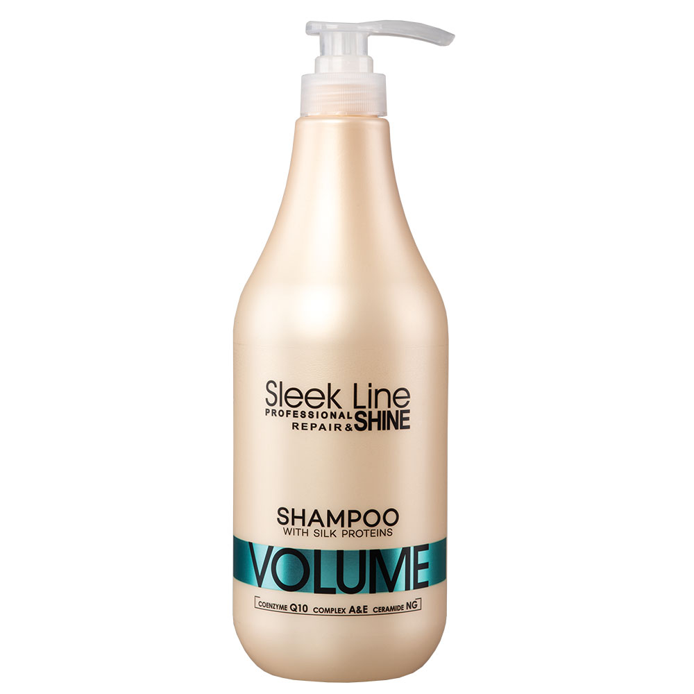 48643311668419080 Sleek Line Repair Volume Shampoo szampon do włosów z jedwabiem zwiększający objętość 1000ml - obrazek 1