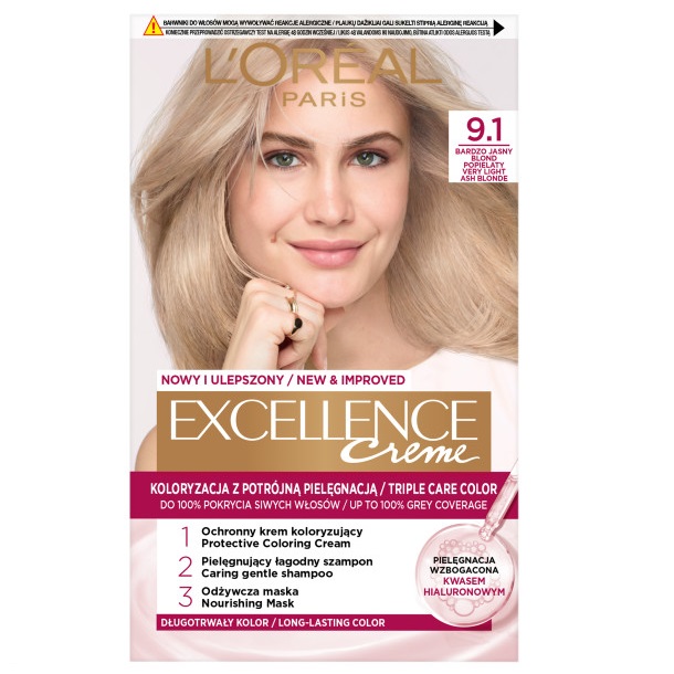 49050251745481069 Excellence Creme farba do włosów 9.1 Bardzo Jasny Blond Popielaty - obrazek 1