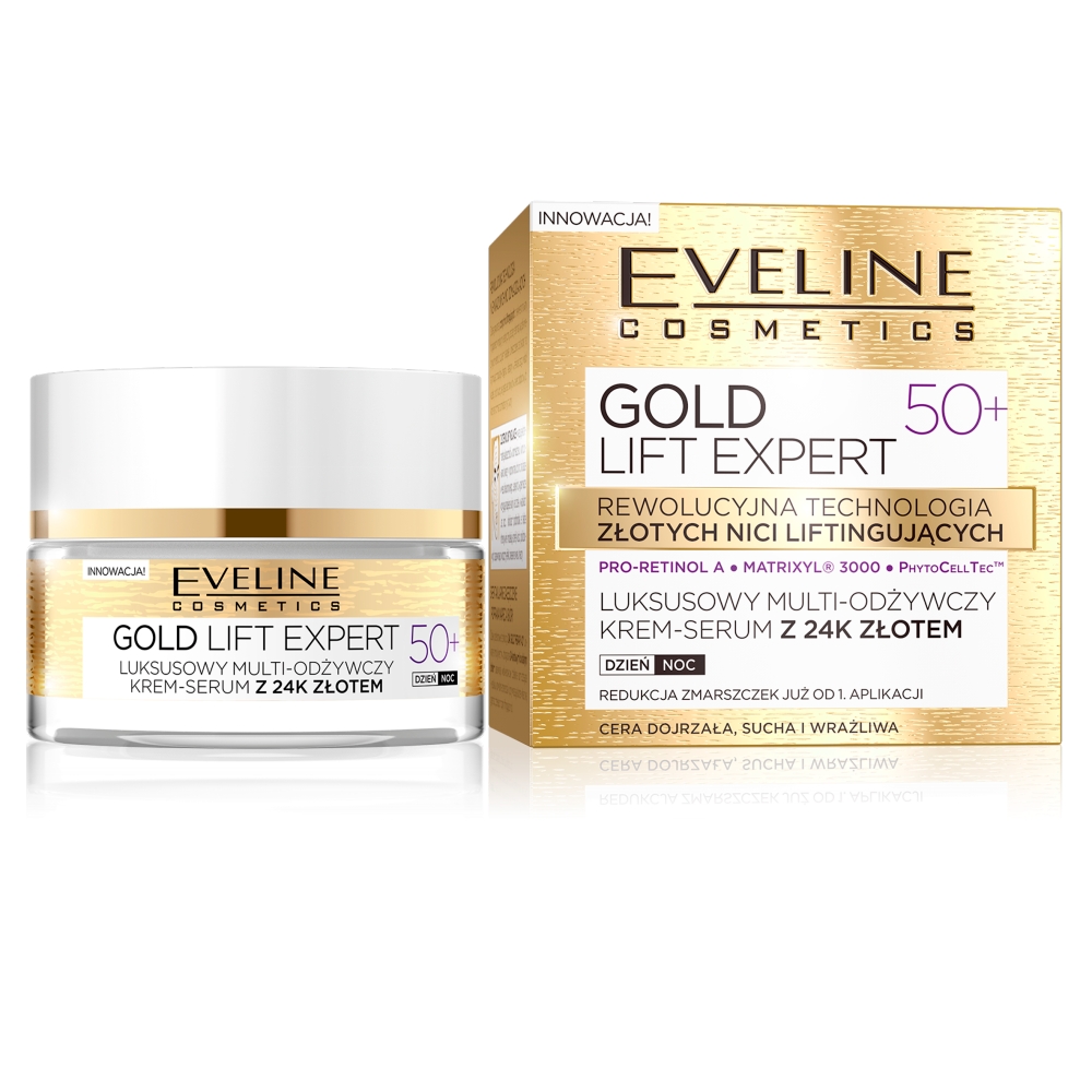 53940771647419940 Gold Lift Expert 50+ luksusowy multi-odżywczy krem-serum z 24k złotem dzień/noc 50ml - obrazek 1