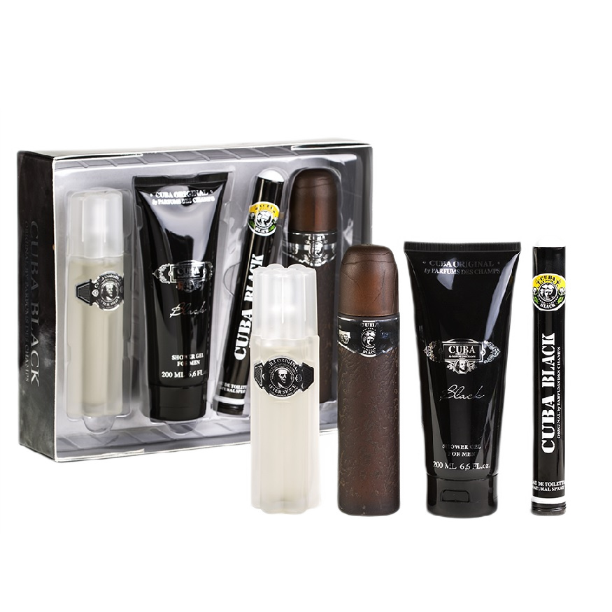 66697621781676126 Cuba Black zestaw woda toaletowa spray 100ml + woda toaletowa spray 35ml + żel pod prysznic 200ml + woda po goleniu 100ml - obrazek 1