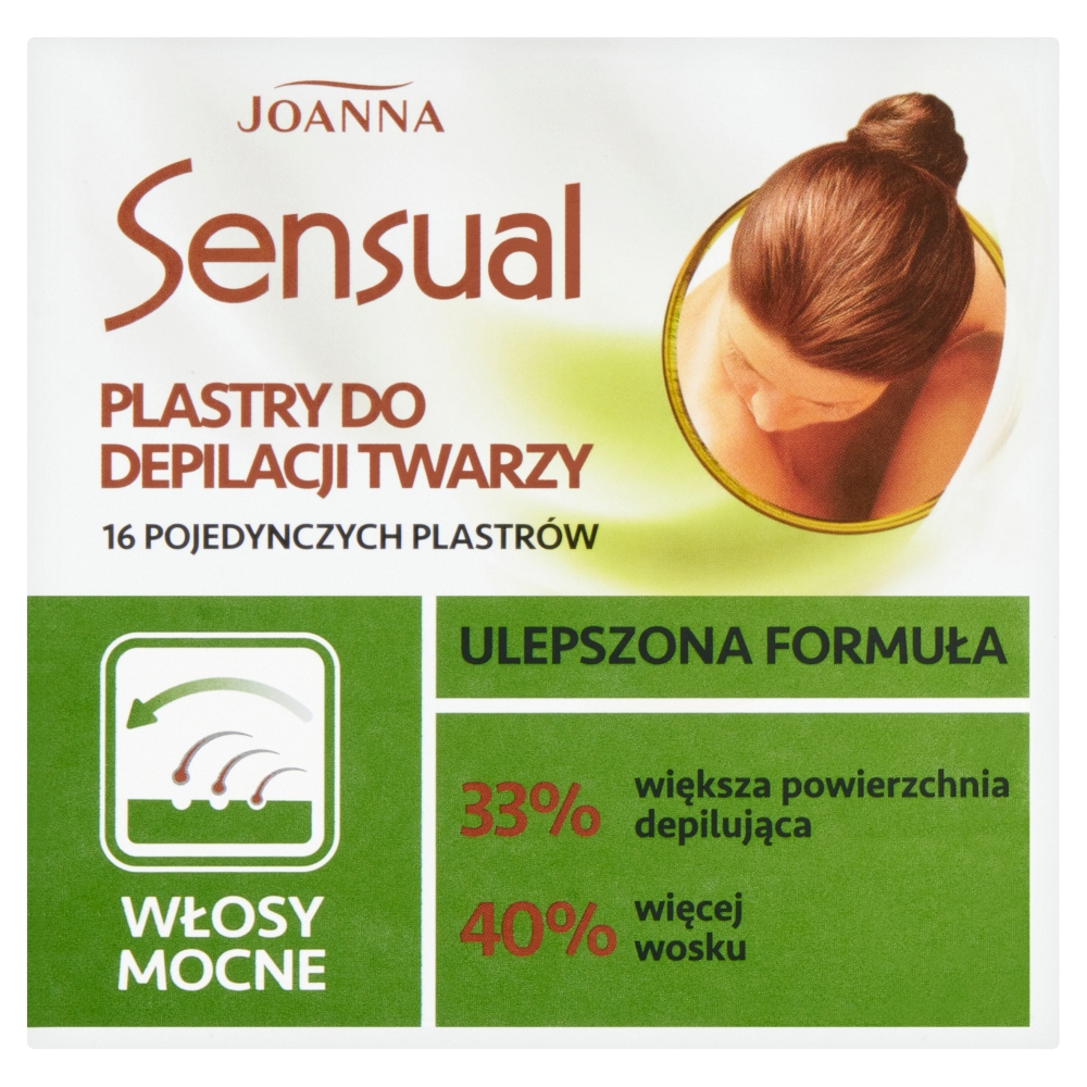 7201311776957254 Sensual plastry do depilacji twarzy włosy mocne 16szt + tubka z oliwką łagodzącą 10ml - obrazek 1