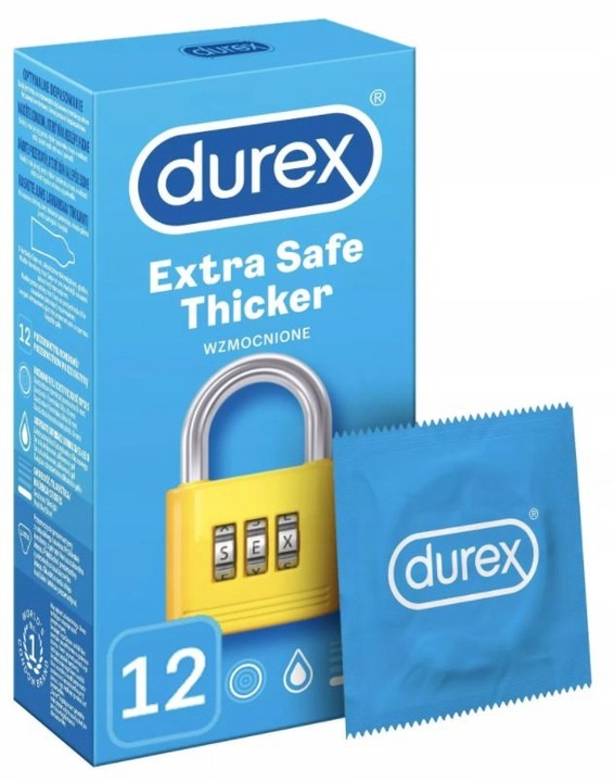 73184361646232289 Durex prezerwatywy Extra Safe 12 szt grubsze nawilżane - obrazek 1