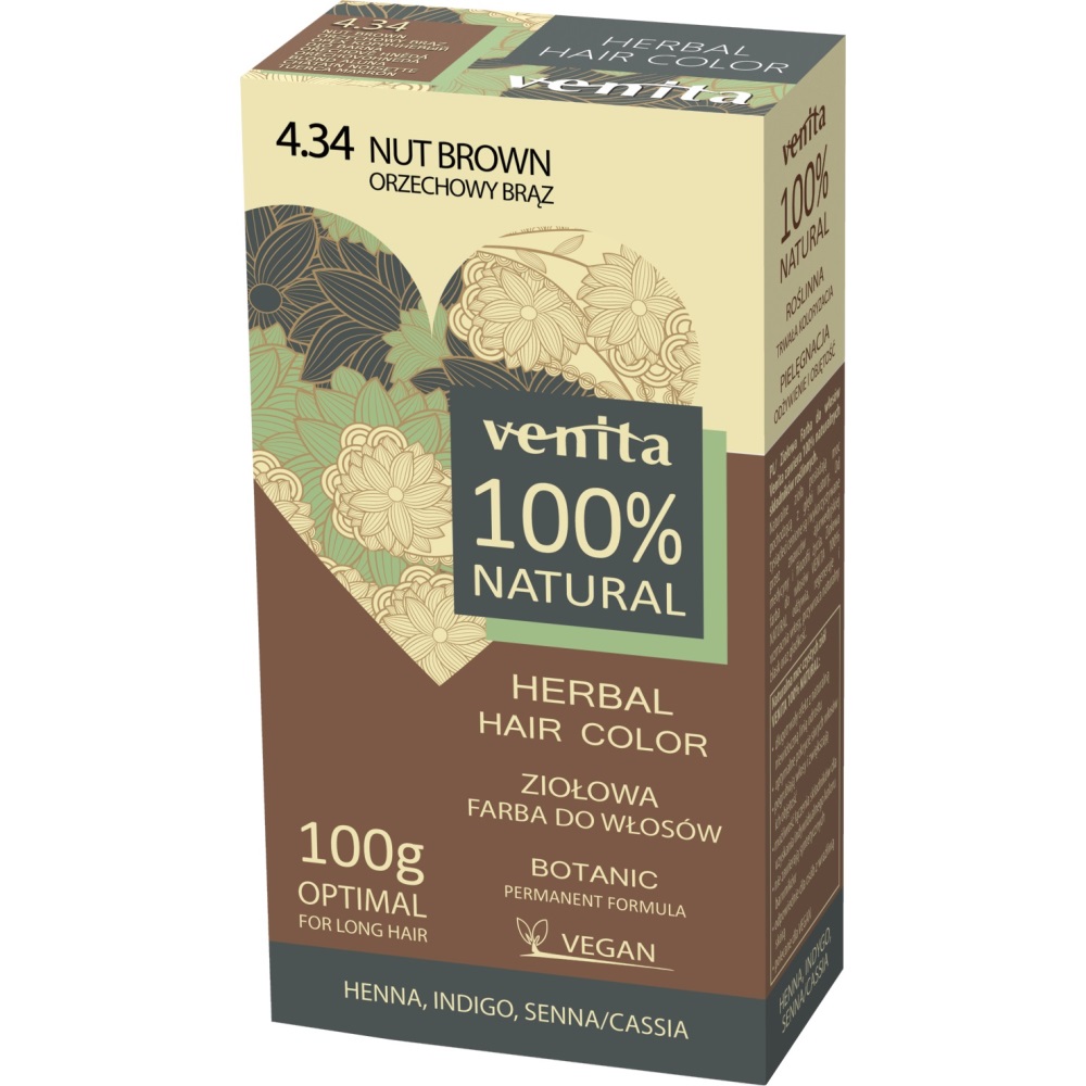 75219371566298936 Herbal Hair Color ziołowa farba do włosów 4.34 Orzechowy Brąz 100g - obrazek 1