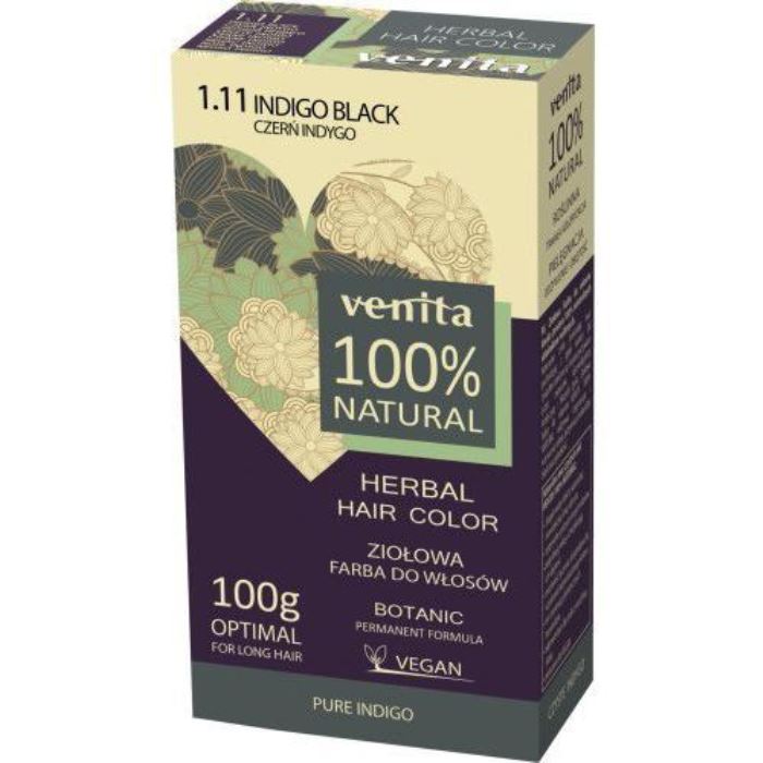 95262301566299579 Herbal Hair Color ziołowa farba do włosów 1.11 Czerń Indygo 100g - obrazek 1